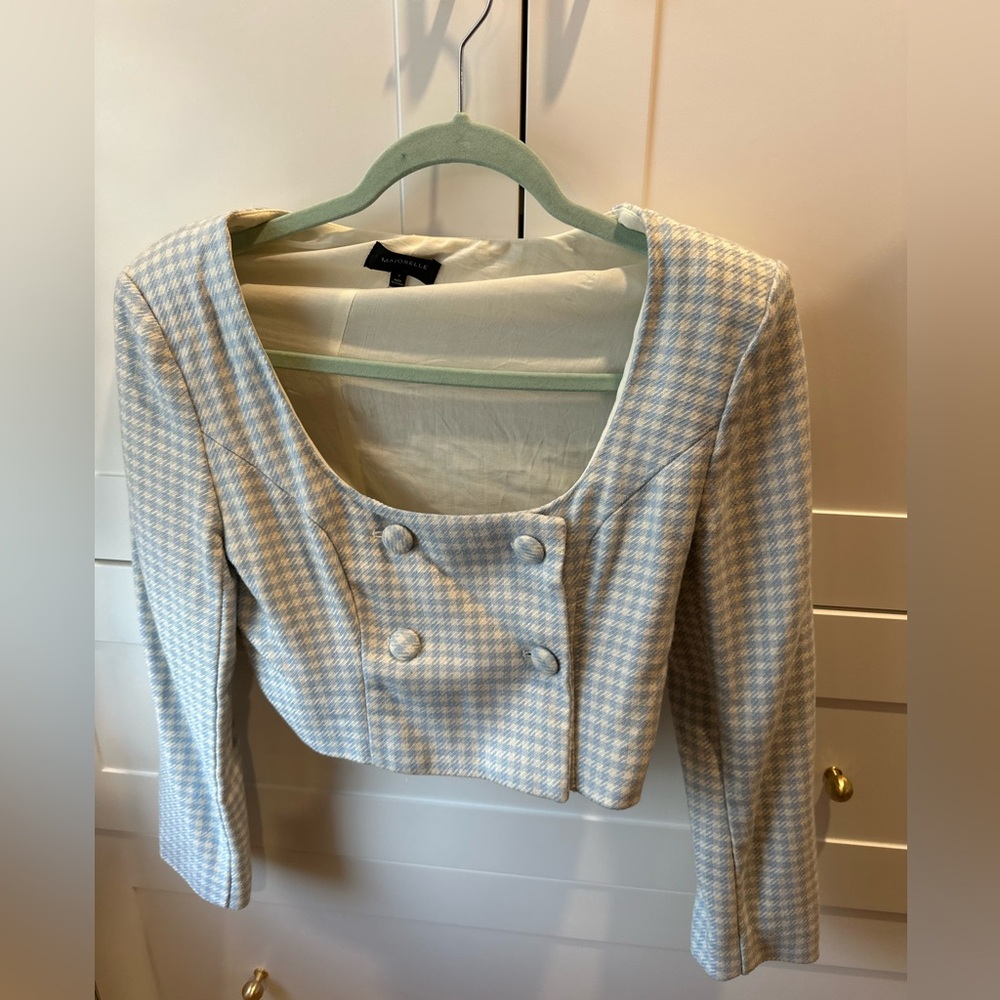 Majorelle blue and white check top